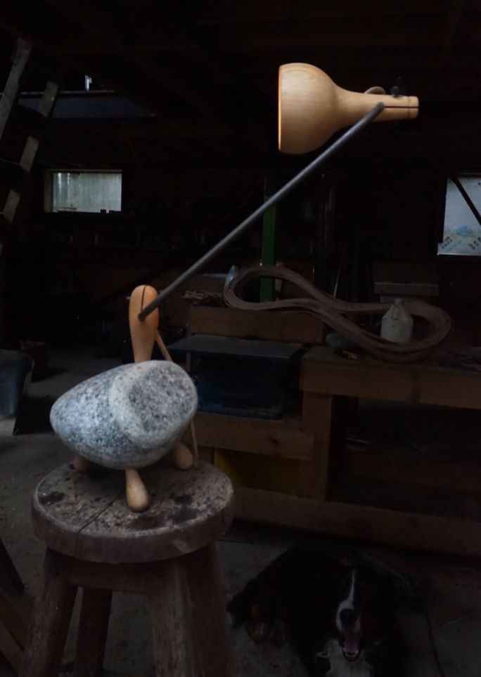 Lámpara Alcachofa Madera 2 Articulaciones