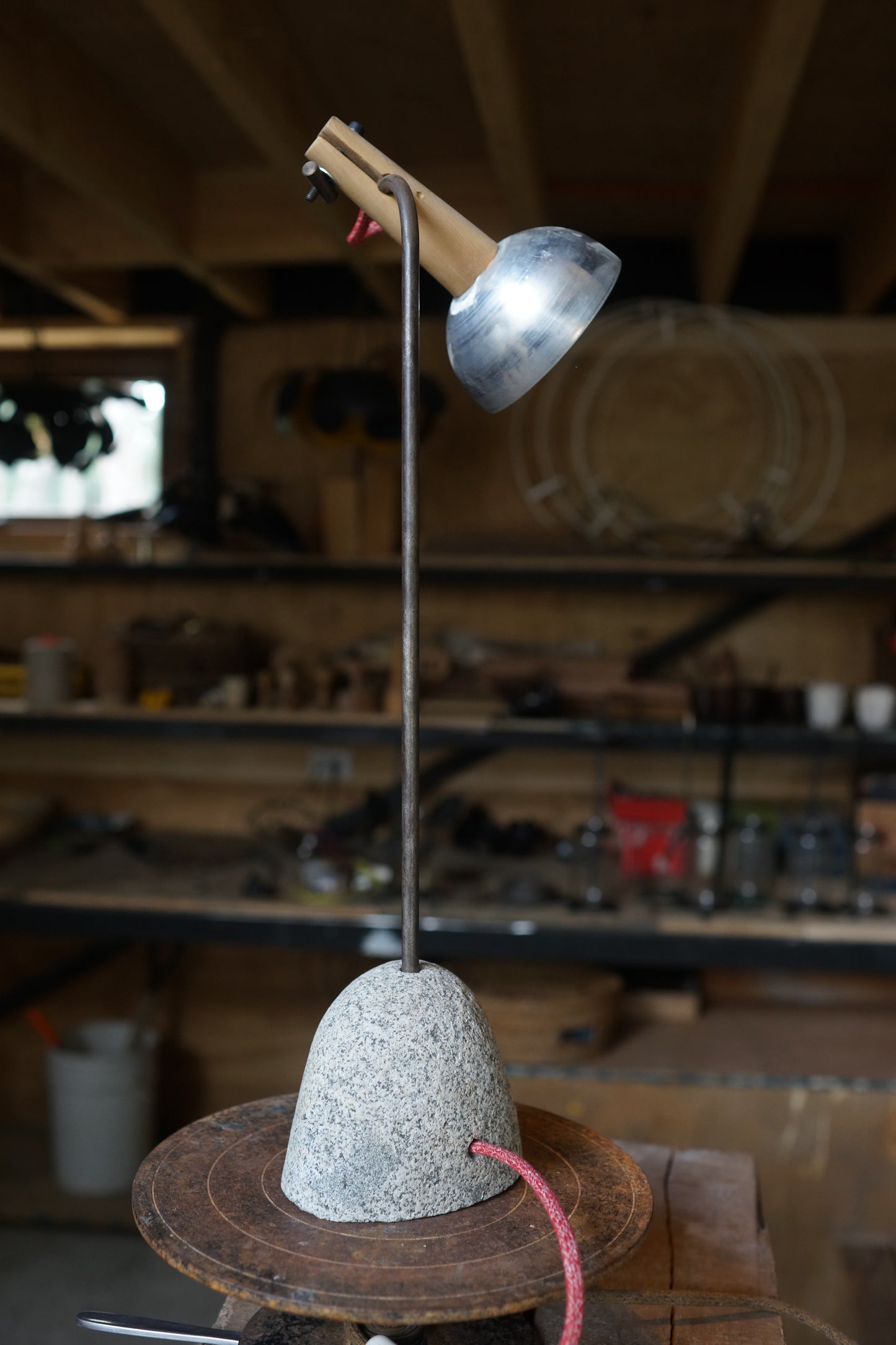 Lámpara Alcachofa Madera 1 Articulación Gris